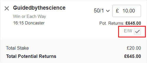 Each Way Bet Example