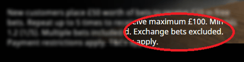 exchange bets excluded