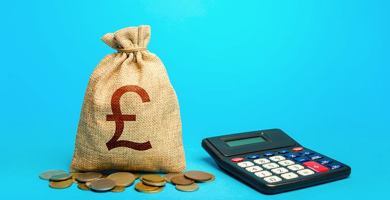 British pound and calculator